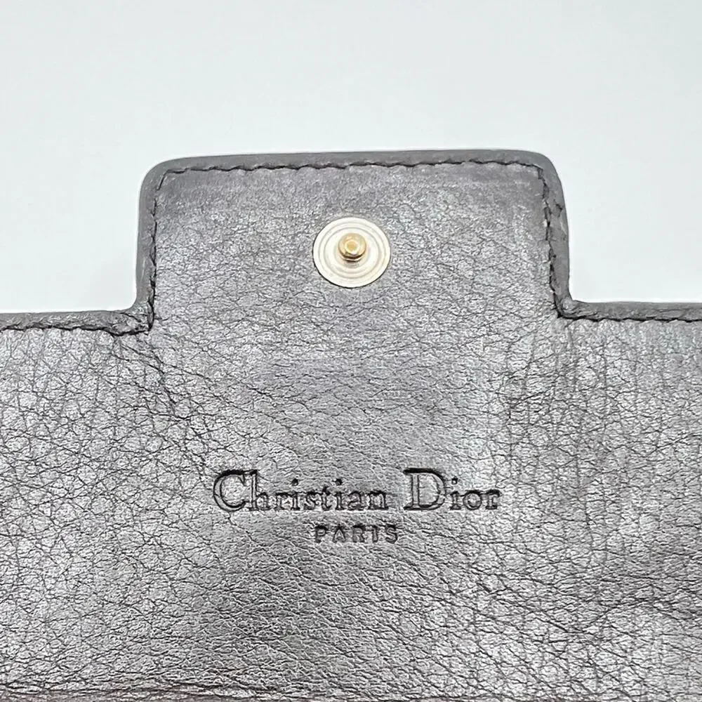 Authentic Christian DIOR Canvas x Leather Monogram Folding Long Wallet